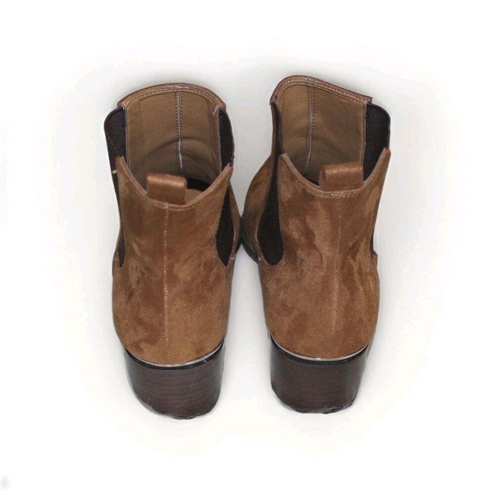 Nine West NWT Womens 10W Brown Faux Suede Chelsea Pull On Block Heel Ankle Boots - Picture 5 of 11